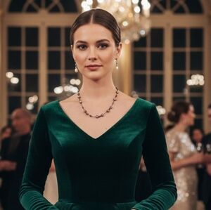 Vintage Victorian Mauve Cabochon Station Necklace